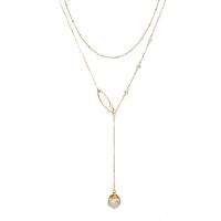 Mode Multi laag ketting, Zinc Alloy, met Plastic Pearl, met 5cm extender keten, Ronde, KC gold plated, Dubbele laag & mode sieraden & voor vrouw, gouden, nikkel, lood en cadmium vrij, 50mm, Lengte 38 cm, 45 cm, Verkocht door PC