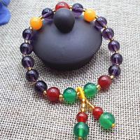 Gemstone Браслеты, халцедон, с Кристаллы, Связанный вручную, Эластичное & Женский, Много цветов для выбора, 160mm, продается PC