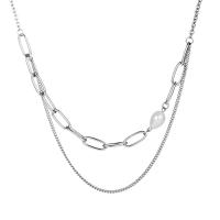 Multi Layer Necklace Titanium Steel Vacuum Ion Plating Double Layer & Unisex original color Sold By PC