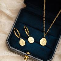 316L rozsdamentes acél Jewelry Set, Nap, valódi aranyozott, különböző stílusokat a választás & virágmintás & a nő, Által értékesített PC