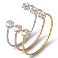 316L rostfritt stål Manschett Armring, tre stycken & Unisex & justerbar & micro bana cubic zirconia, 60mm, Säljs av Ställ