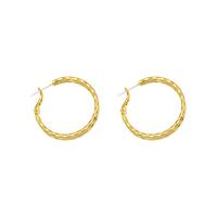 Laiton Anneau d'oreille, Placage de couleur d'or, pour femme, 30mm, Vendu par paire