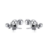 Stainless Steel Stud Øreringe, 304 rustfrit stål, Skull, mode smykker & Unisex, oprindelige farve, 8.50x15mm, Solgt af par