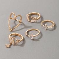 Zinklegering Ring Set, Zinc Alloy, gold plated, 5 stuks & mode sieraden & voor vrouw & glazuur & met strass, gouden, Verkocht door Stel