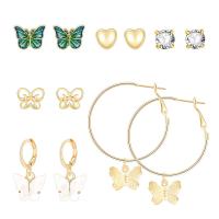 Lo zinco in lega Stud Earring, lega in zinco, lucido, 6 pezzi & gioielli di moda & per la donna, Venduto da set