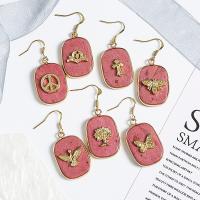 Rhodonite Drop Earring, met Messing, Rechthoek, gold plated, verschillende ontwerpen voor de keuze & voor vrouw, rood, 19.30x3.35x30mm, Verkocht door pair