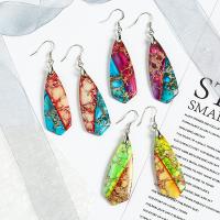 Impression Jasper Drop Earring, for kvinde, flere farver til valg, 16x4x42mm, Solgt af par