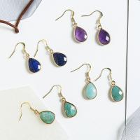 Piedra natural Pendientes con Colgantes, con metal, chapado en color dorado, diferentes estilos para la opción & para mujer & facetas, más colores para la opción, Vendido por Par