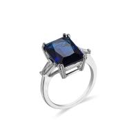 Kubisk Zircon Mässing Finger Ring, med Cubic Zirconia, Rektangel, platinerade, olika storlek för val & för kvinna & fasetterad, safir, nickel, bly och kadmium gratis, Säljs av PC