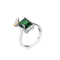 Kubisk Zircon Mässing Finger Ring, med Cubic Zirconia, Square, platinerade, olika storlek för val & för kvinna & fasetterad, grön, nickel, bly och kadmium gratis, Säljs av PC