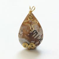 Pendants Jewelry Agate, le Prás, Teardrop, plátáilte, unisex, dathanna níos mó le haghaidh rogha, 30x50mm, Díolta De réir PC