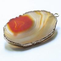 Μενταγιόν Lace Agate, δαντέλα αχάτη, με Ορείχαλκος, χρώμα επίχρυσο, για άνδρες και γυναίκες, περισσότερα χρώματα για την επιλογή, 33x55mm, Sold Με PC