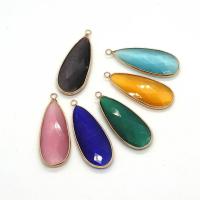 Cats Eye Hangers, met Messing, Traan, gold plated, uniseks & gefacetteerde, meer kleuren voor de keuze, 22x30mm, Verkocht door PC