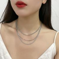 Collar Multi de la capa, aleación de zinc, chapado en color de plata, diferentes estilos para la opción & para mujer, plateado, libre de níquel, plomo & cadmio, Vendido por UD