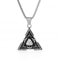 Collier de bijoux en acier inoxydable, Acier inoxydable 304, triangle, bijoux de mode & styles différents pour le choix & pour homme & noircir, couleur originale, 32x43mm, Vendu par PC