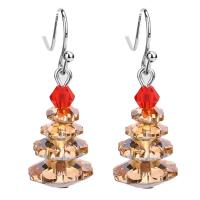 Pendientes de Navidad, Cristal, Árbol de Navidad, Chapado galvánico, Joyería & para mujer, más colores para la opción, 30mm, Vendido por Par