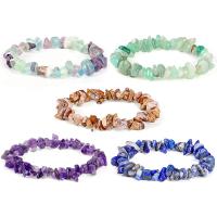 Pulseiras de pedras preciosas, Pedra natural, with fio elástico, Irregular, joias de moda & materiais diferentes para a escolha & para mulher, Mais cores pare escolha, níquel, chumbo e cádmio livre, comprimento 14 cm, vendido por PC