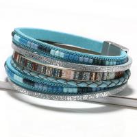 Pulsera Wrap, Cuero sintético, con aleación de zinc, barniz de secado al horno, multicapa & para mujer, más colores para la opción, 210mm, Vendido por UD