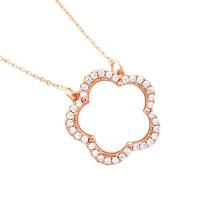 Micro zirconi Pave ottone Jewelry Set, anello dito & Bracciale & orecchino & Collana, In oro rosa 18k, Micro spianare cubic zirconia & per la donna, color oro rosato, 15x22mm, Venduto da PC