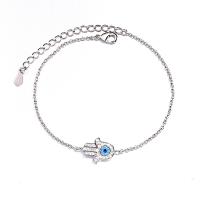 Evil Eye sieraden Armband, Cupronikkel, Evil Hamsa Eye, plated, voor vrouw & met strass, meer kleuren voor de keuze, nikkel, lood en cadmium vrij, Lengte Ca 6.5 inch, Verkocht door PC