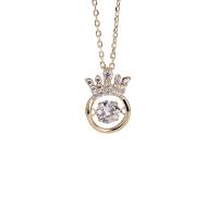 Collane d'argento sterlina, 925 argento sterlina, with 1.57 inch extender chain, Corona, placcato, per la donna & con strass, nessuno, 10x15mm, Lunghezza Appross. 15.35 pollice, Venduto da PC