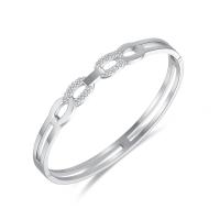 Acier inoxydable 304 bracelet ordinaire, bijoux de mode & pavé de micro zircon & pour femme & creux, plus de couleurs à choisir, 6mm, Longueur Environ 6.69 pouce, Vendu par PC