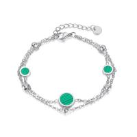 Bijoux bracelet en acier inoxydable, Acier inoxydable 304, avec Synthétique-Malachite, avec 1.57inch chaînes de rallonge, Double couche & bijoux de mode & pour femme, plus de couleurs à choisir, Longueur Environ 6.5 pouce, Vendu par PC