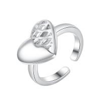 Bague en alliage de zinc, coeur, Placage, Réglable & bijoux de mode & pour femme, blanc, 22x16x23mm, Vendu par PC