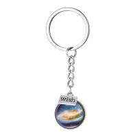 Porte-clés, alliage de zinc, avec cristal, bijoux de mode & unisexe & double face, plus de couleurs à choisir, 23mm, Longueur 8.3 cm, Vendu par PC