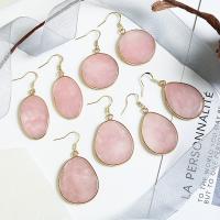 Természetes Quartz Fülbevaló, Rose Quartz, -val Sárgaréz, arany színű aranyozott, különböző stílusokat a választás & a nő, rózsaszín, Által értékesített pár