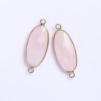 Connettore di quarzo, quarzo rosa, with ottone, placcato color oro, unisex & sfaccettati & 1/1 anello del connettore, rosa, 15x5.70x38mm, Venduto da PC