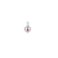 925 Sterling Sølv European vedhæng, med Cubic Zirconia, Heart, Unisex & hule, flere farver til valg, 8x15mm, Solgt af PC