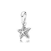 925 Sterling Silver Pendant European, le Ciúbach Zirconia, Starfish, unisex, dathanna níos mó le haghaidh rogha, 15x7mm, Díolta De réir PC