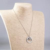 Zinc Alloy Jewelry Necklace with 5cm extender chain Flat Round platinum color plated fashion jewelry & adjustable & with letter pattern & for woman platinum color nickel lead & cadmium free Length 45 cm Sold By PC