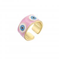 Evil Eye Schmuck Fingerring, Messing, goldfarben plattiert, Einstellbar & für Frau & Emaille, keine, verkauft von PC