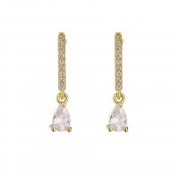 Cubic Zirconia Micro Pave Brass Earring 18K gold plated micro pave cubic zirconia & for woman Sold By Pair