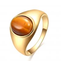 Vinger Ring in edelstaal, 304 roestvrij staal, met turkoois & Tiger Eye, Ovaal, echt goud verguld, verschillende grootte voor keus & voor vrouw, meer kleuren voor de keuze, 10x8mm, Maat:7-12, Verkocht door PC