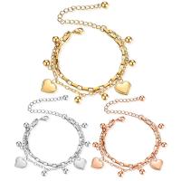 Bijoux bracelet en acier inoxydable, Acier inoxydable 304, coeur, Double couche & chaîne de boîte & pour femme, plus de couleurs à choisir, Longueur Environ 6.5 pouce, Vendu par PC