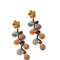 Strass Earring, Zinc Alloy, Ster, gold plated, voor vrouw & met strass, nikkel, lood en cadmium vrij, 28x86mm, Verkocht door pair