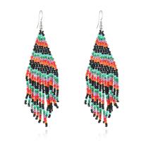 Fashion Fringe Oorbellen, Seedbead, handgemaakt, Kerst sieraden & voor vrouw, meer kleuren voor de keuze, nikkel, lood en cadmium vrij, 30x95mm, Verkocht door pair