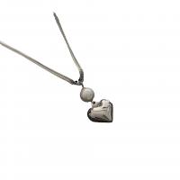 Titanium stål halskæde, med Plastic Pearl, med 1.96inch extender kæde, Heart, Dobbelt lag & for kvinde, oprindelige farve, 14.30x15.90mm, Længde Ca. 16.1 inch, Solgt af PC