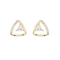 Cubic Zirconia Micro Pave Sterling Sølv Øreringe, 925 Sterling Sølv, Triangle, guldfarve belagt, Micro Pave cubic zirconia & for kvinde & hule, 9.50x9.50mm, Solgt af par