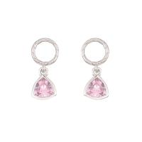 Zircon cubique Micro Pave d'oreille en argent sterling, argent sterling 925, Placage de couleur platine, pavé de micro zircon & pour femme & creux, rose, 7x17mm, Vendu par paire