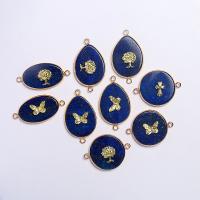 Edelsteen Connector, Lapis Lazuli, met Messing, gold plated, Andere vorm voor keuze & uniseks & 1/1 lus, blauw, Verkocht door PC