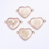 Connettore di quarzo, quarzo rosa, with ottone, Cuore, placcato color oro, unisex & 1/1 anello del connettore, rosa, 32.60x5.20x21.20mm, Venduto da PC