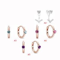 Zircon cubique Micro Pave d'oreille en argent sterling, Argent sterling 925, avec zircon cubique, Plaqué de couleur d'or rose, styles différents pour le choix & pour femme, plus de couleurs à choisir, 11x13mm, Vendu par PC