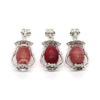 Red Agate vedhæng, med Zinc Alloy, sølvfarvet forgyldt, Unisex, flere farver til valg, 31x53mm, Solgt af PC