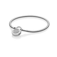 925 sterling zilver European armband, met Cubic Zirconia, Rond plat, plated, verschillende lengte voor keuze & voor vrouw, meer kleuren voor de keuze, Verkocht door PC