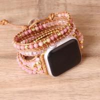 Bracelets de montre, rhodonite, avec Nylon & Oeil de chat & cristal & alliage de zinc, Placage de couleur argentée, DIY & unisexe & normes différentes pour le choix, rose, Longueur 30.7 pouce, Vendu par PC