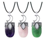 Bijoux Pendentifs en pierres gemmes, pierre gemme, avec alliage de zinc, Placage de couleur argentée, différents matériaux pour le choix & unisexe, plus de couleurs à choisir, 45-48mmx18-25mm, Vendu par PC